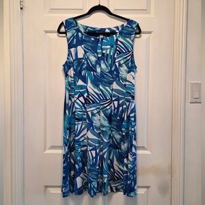 DB ESTABLISHED 1962 | Tropical Blue Sleeveless Fit-and-Flare Dress